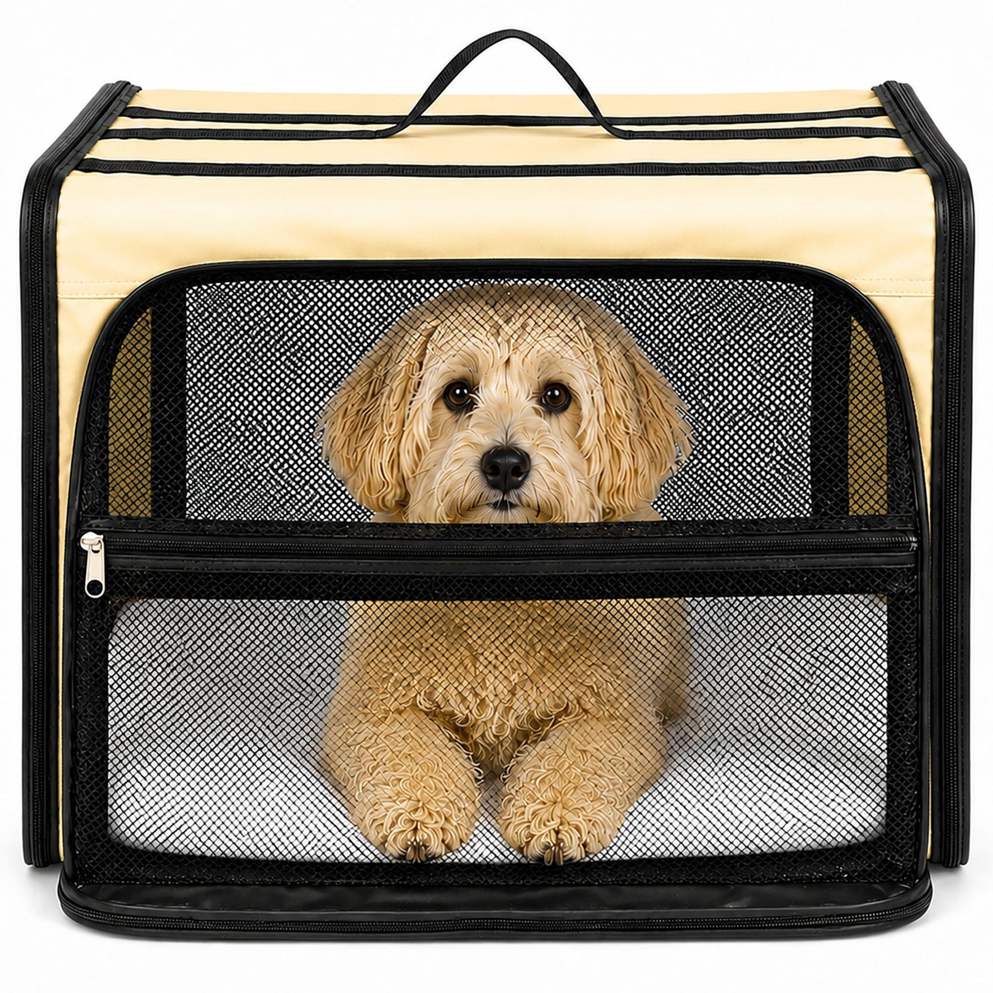 Pet Life ® 'Capacious' Dual-Sided Expandable Spacious Wire Folding Collapsible Lightweight Pet Dog Crate Carrier House