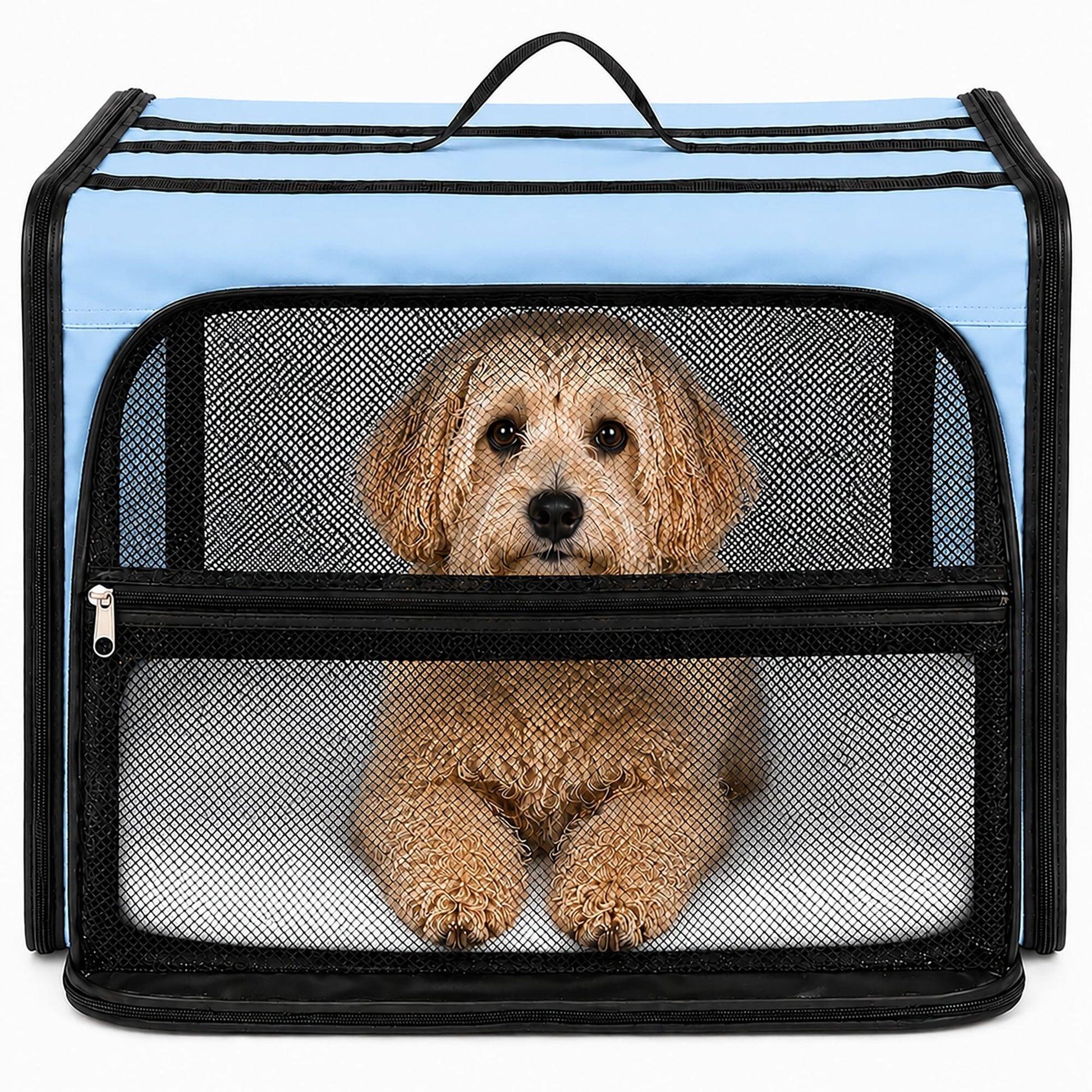 Pet Life ® 'Capacious' Dual-Sided Expandable Spacious Wire Folding Collapsible Lightweight Pet Dog Crate Carrier House