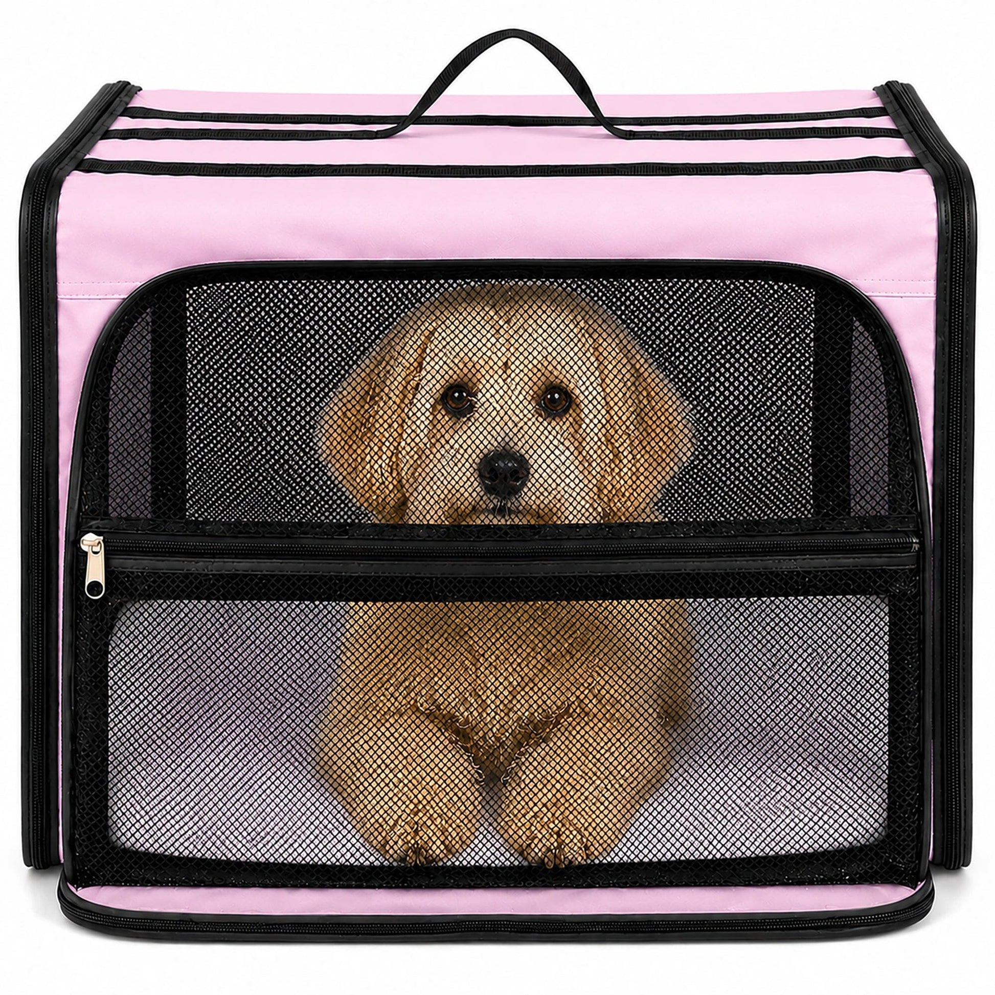 Pet Life ® 'Capacious' Dual-Sided Expandable Spacious Wire Folding Collapsible Lightweight Pet Dog Crate Carrier House