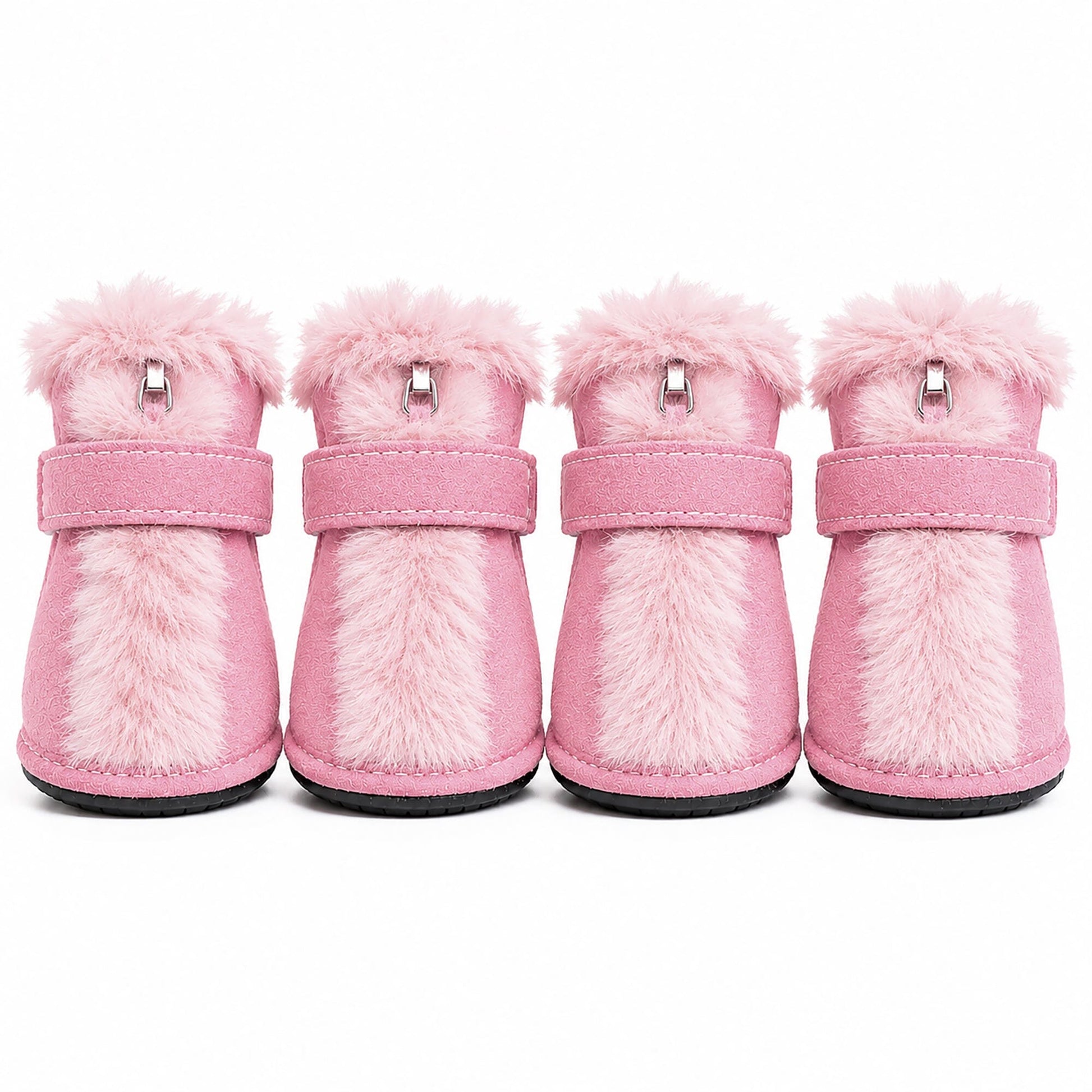 Pet Life ® Fur-Comfort 3M Insulated Fashion Fur and Suede Winter Dog Shoes Boots - Set of 4