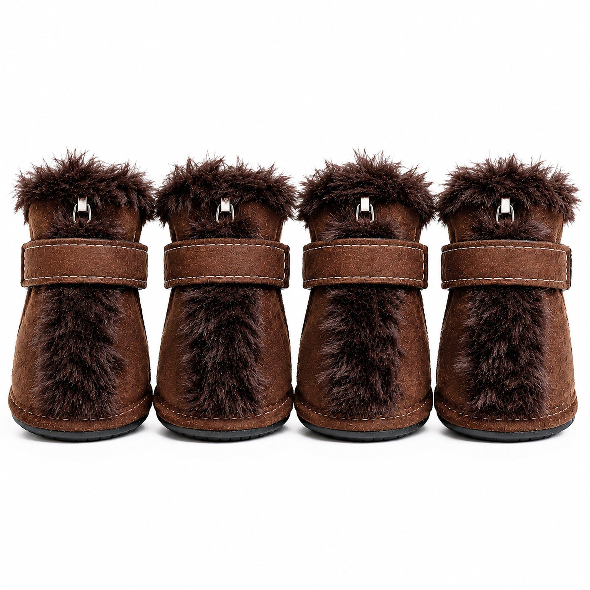 Pet Life ® Fur-Comfort 3M Insulated Fashion Fur and Suede Winter Dog Shoes Boots - Set of 4