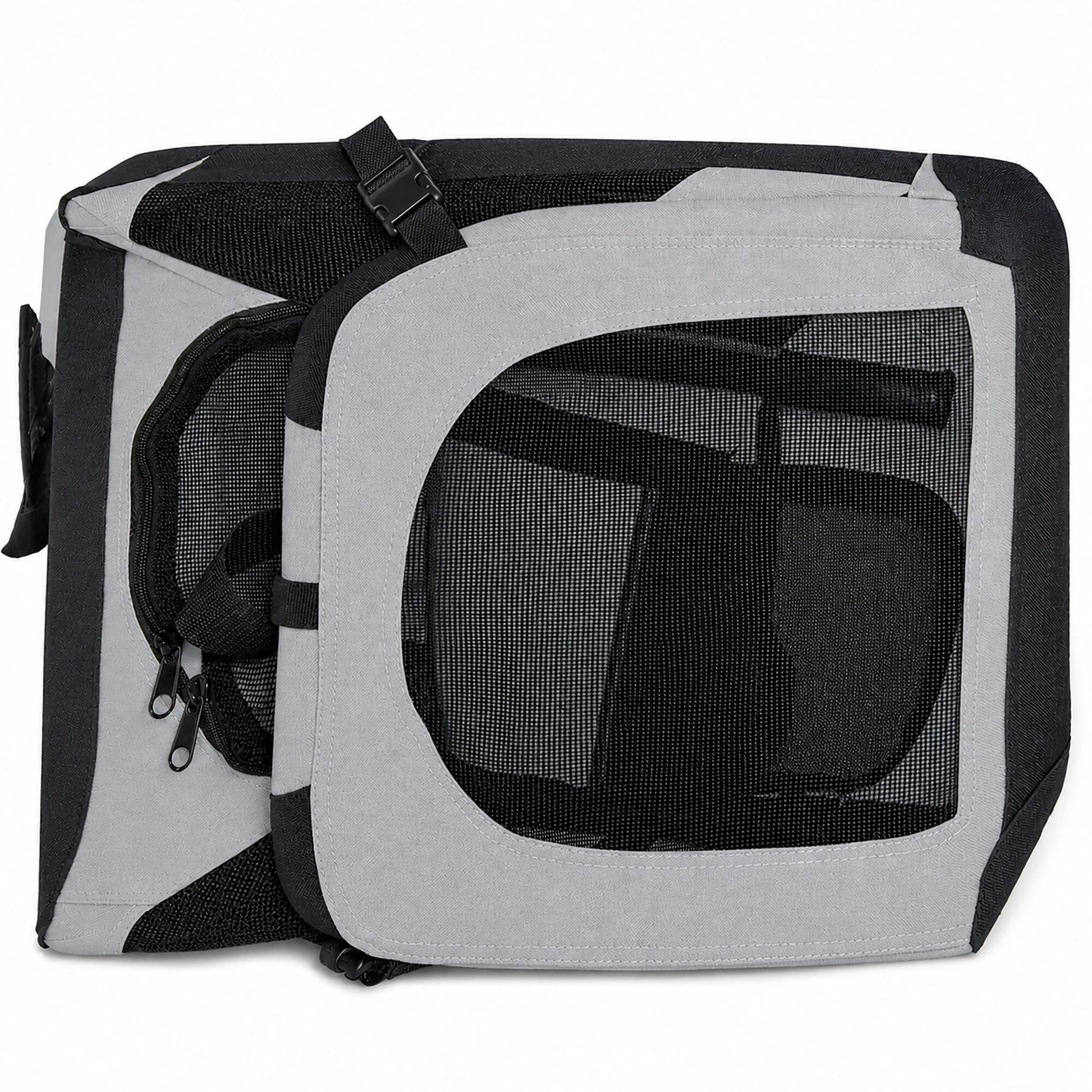 Pet Life ®  'Hounda Accordion' Metal Framed Soft-Folding Collapsible Dual-Sided Expandable Pet Dog Crate