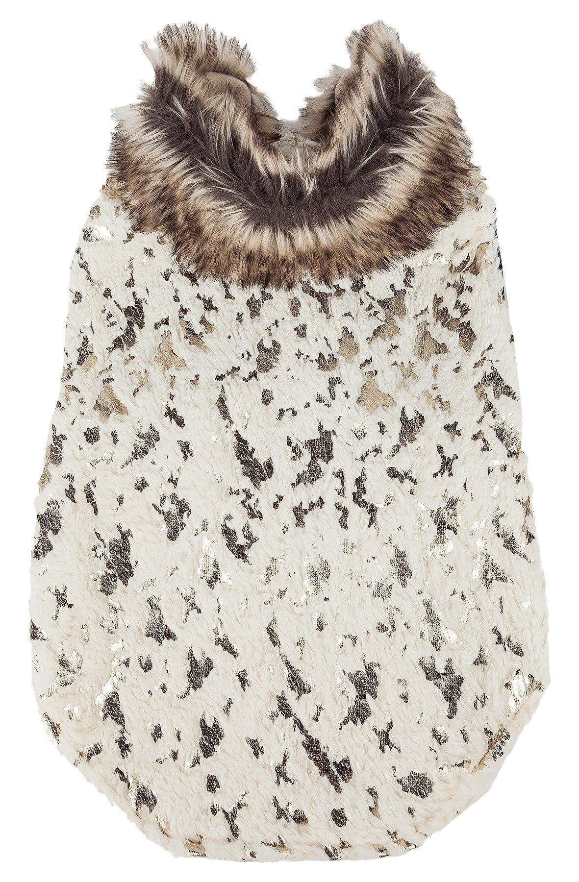 Pet Life ®  Luxe 'Gilded Rawffled' Gold-Plated Designer Fur Dog Coat