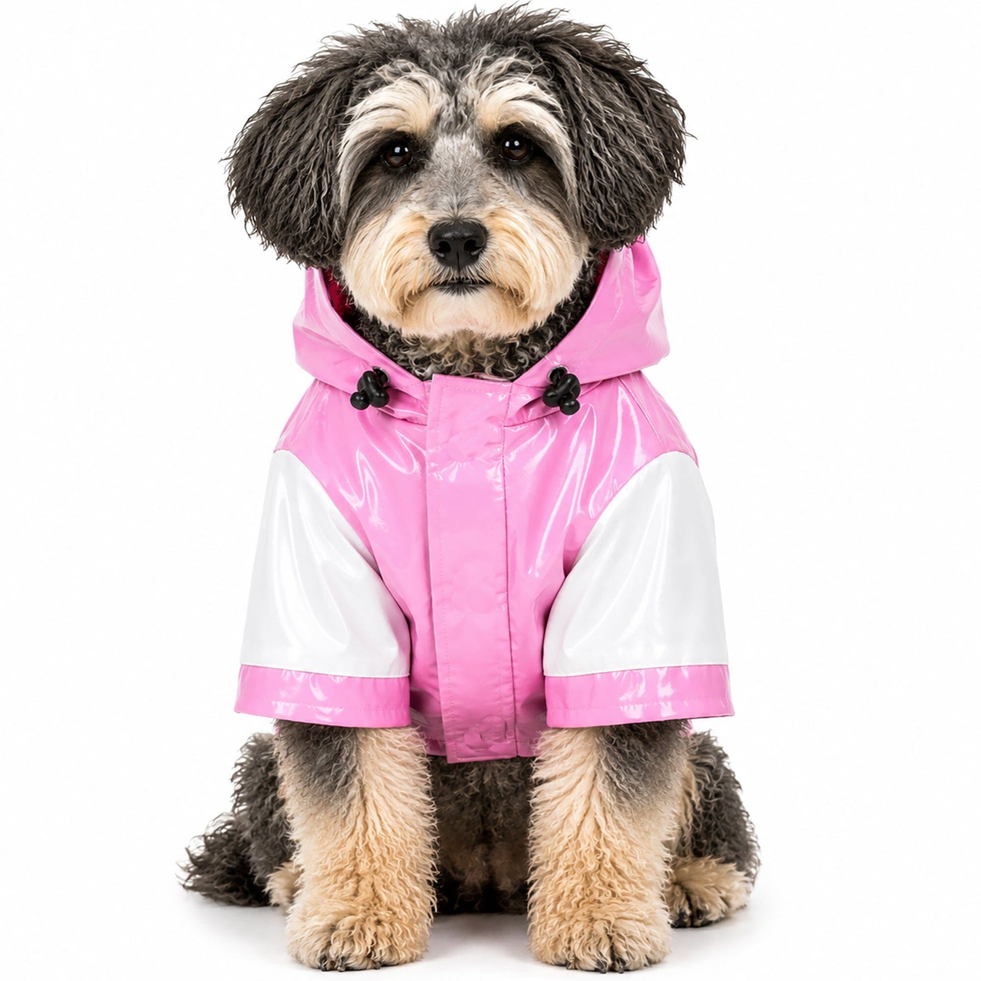 Pet Life ® 'Two-Tone' Waterproof Adjustable Dog Raincoat Jacket w/ Removable Hood