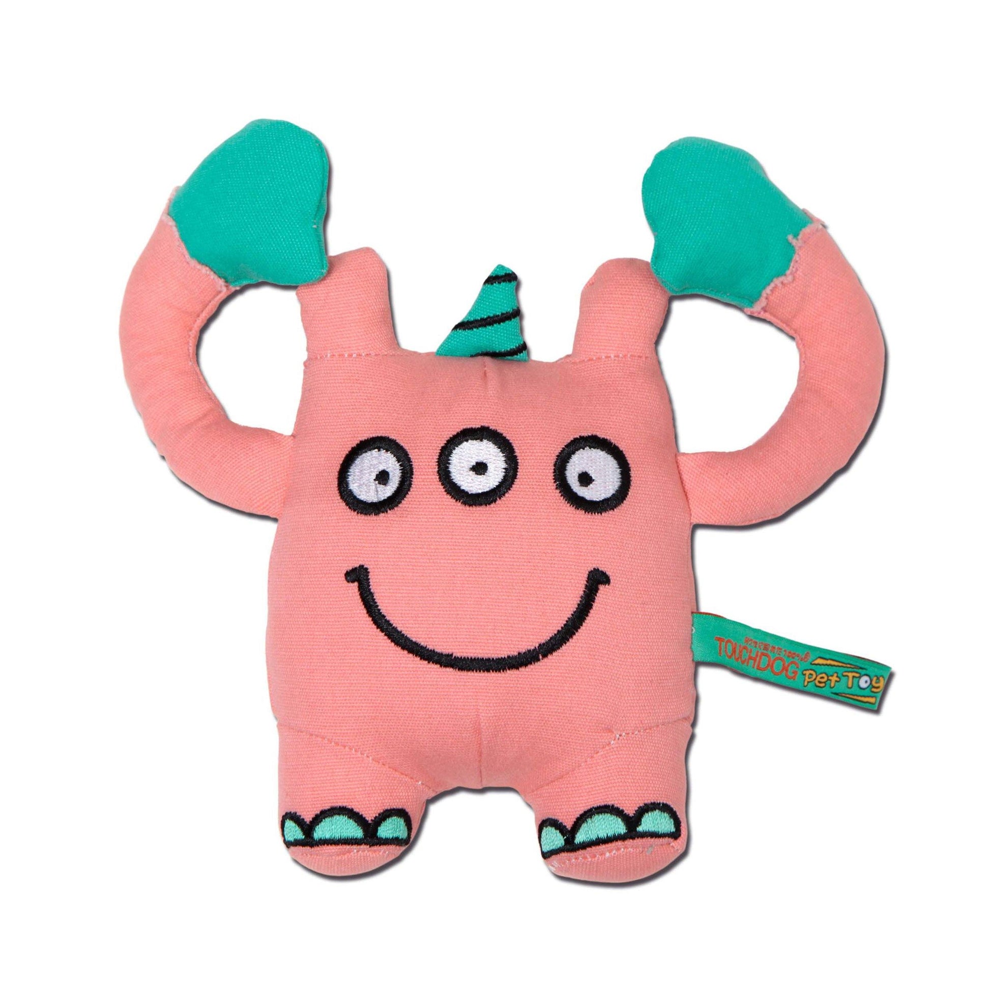 Touchdog Cartoon Monster Plush Dog Toy - Peach