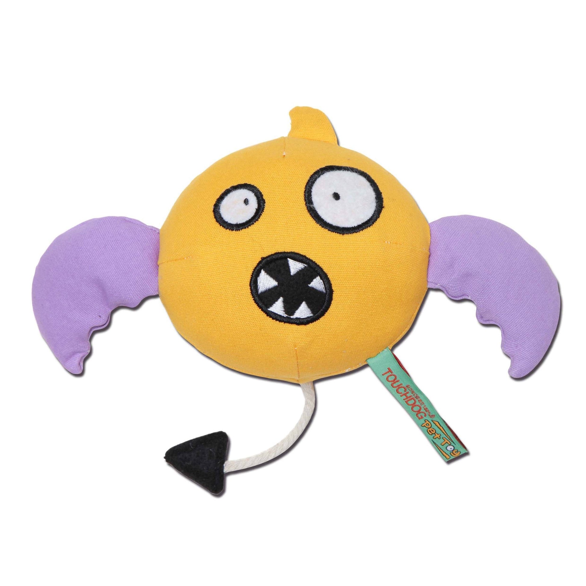 Touchdog Cartoon Monster Plush Dog Toy - Yellow